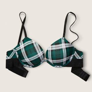 NWT PINK Victoria's Secret Wear Everywhere Super Push-Up Bra | 34C | Plaid